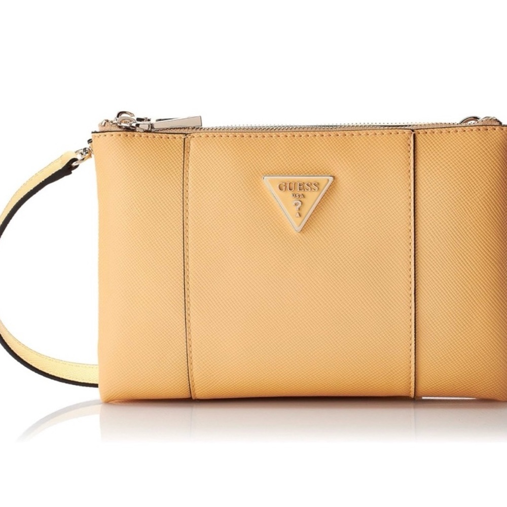 NWOT GUESS Noelle Double Zip Crossbody Saffiano Faux Leather